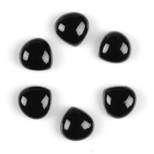 Ónix negro Natural de alta calidad, 10x10mm, corte de corazón, cabujón calibrado con parte posterior plana, piedras preciosas sueltas para fabricación de joyas, proveedor de piedras - Product Image 1