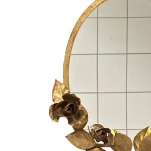 Oval Metal Wall Mirror With Gold Rose And Leaf Design Glam Decorative Handmade Frame - Product Image 6
