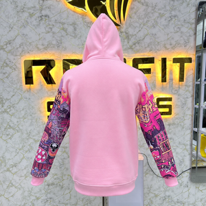 เสื้อฮู้ดซิปเต็มตัวแบบสั่งทำพิเศษ พิมพ์ลายกราฟิกทั่วตัว สไตล์สตรีทแวร์ ผ้าคอตตอนฟลีซหนานุ่ม รับผลิตแบบ OEM ODM - Product Image 6