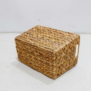 Sustainable Rustic Water Hyacinth <b>Rectangle</b> Storage Basket Hand-Woven Large Capacity Laundry <b>Bin</b> - Product Image 4
