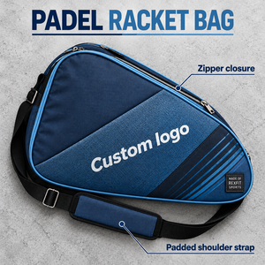 Sac de transport pour raquette de padel avec design personnalisé, panneaux texturés, bandoulière, compartiments zippés pour entraînement sportif, sac de raquette ODM - Product Image 3