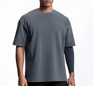 Boxy <b>Hip</b> Hop 180 GSM Drop Shoulder Graphic Heavyweight T-Shirt Luxury Blank Heavy Cotton Custom Streetwear Oversized Men Plus - Product Image 3
