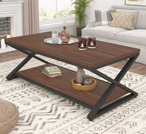 Table basse carrée en chêne clair moderne |   Table basse design minimaliste avec pieds imbriqués - Product Image 4