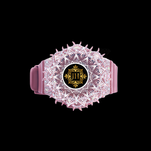 Montre de luxe en or rose avec quartz, moissanite et diamants, bracelet en caoutchouc rose, cadran en cristal saphir, résistance à l'eau 10 bars - Product Image 4