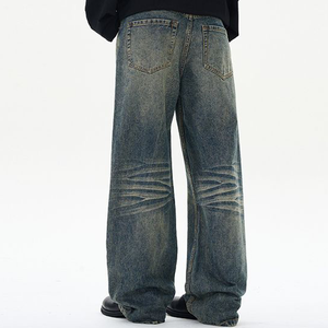Pantalones Cargo de Mezclilla de Algodón con Lavado Ácido, Estilo Streetwear, de Alta Calidad OEM, con Múltiples Bolsillos, Corte Holgado y Recto para Hombre - Product Image 3