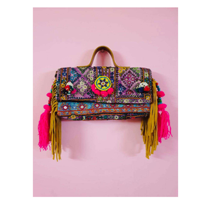 Pochette Boho en soie brodée avec diamant perlé et strass sac à main de soirée peint à la main pour les occasions formelles - Product Image 2