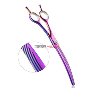 Reusable Eco-Friendly Durable <b>Dog</b> Pet Hair Thinning <b>Scissors</b> Curved Professional Veterinary Grooming Shears Stainless Steel - Product Image 4