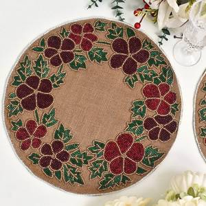 Handmade <b>beaded</b> <b>placemat</b> christmas multicolor round table mat joot centerpiecehouse warming gift - Product Image 3