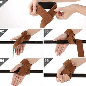 Sangles de musculation en cuir premium, support solide pour les mains, pour les exercices de traction, sangles de musculation en cuir - Product Image 4