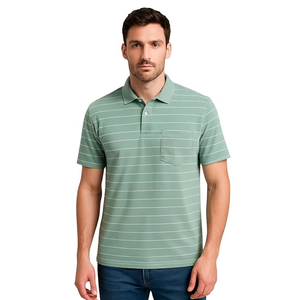 Camisetas Polo a Rayas de Algodón 100% de Último Diseño Orientadas a la Exportación, Camisetas Polo de Manga Corta a Rayas para Hombre, Talla Grande, Corte Ajustado - Product Image 1