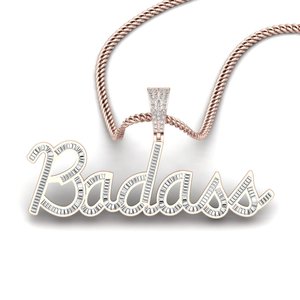 Elegante Colgante con Diseño de Letra en Plata y Moissanita, con Incrustaciones de Cristal, Joyería de Lujo Unisex Estilo Hip Hop - Product Image 1