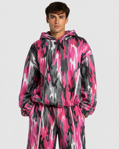 Men's Oversized Contrastline <b>Camouflage</b> <b>Tracksuit</b> Set Premium Cotton Fleece Men's Contrastlined Hoodie and Loose Fit Jogger Set - Product Image 3
