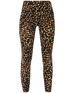 Leggings de yoga respirants taille haute à imprimé léopard, longueur intégrale, taille élastique sans couture, pantalon pour femme avec design à surpiqûres contrastées - Product Image 1