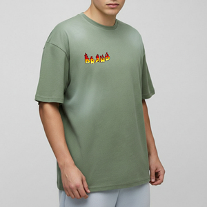 T-shirt Hip Hop Homme Noir Surdimensionné Délavé Effet Soleil OEM/ODM Personnalisé Épaules Tombantes Coton Lourd 100% 180g Séchage Rapide - Product Image 6
