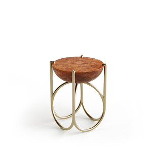 Elegant Look Round wood Top and Metal Base Side <b>Table</b> For Living Home Decor - Product Image 4
