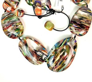 Artistic <b>Resin</b> Angel Statement Necklace Irregular Shape Multicolor Abstract Pattern Handmade Fashion Jewelry Collectible <b>Craft</b> - Product Image 5