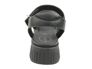 Sandalias de plataforma de cuero genuino negro, punta abierta, suela gruesa, cierre con correa, zapatos planos de verano, antideslizantes - Product Image 3