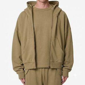 Sudadera con Capucha de Algodón Hilado en Anillo para Hombre, con Cremallera Completa, Venta al por Mayor Directa de Fábrica - Product Image 4