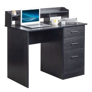 Scrivania per Computer FCH in Legno Nero Effetto Venatura 110*50*95cm, in Truciolato con Triamina, Tre Cassetti, Ripiano Portaoggetti - Product Image 6
