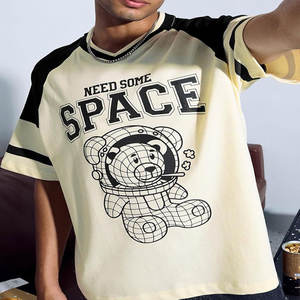 Camiseta de algodón 100% de calidad de lujo para hombre, camiseta en blanco con diseño de logotipo personalizado y cuello redondo de gran tamaño con hombros caídos - Product Image 1