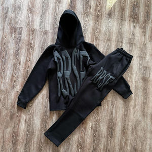 Custom Puff Printing Logo Flared Sweatpants and Hoodie Set Clothing Manufacturers Cotton Sweatsuit Mens Tracksuit - Product Image 2