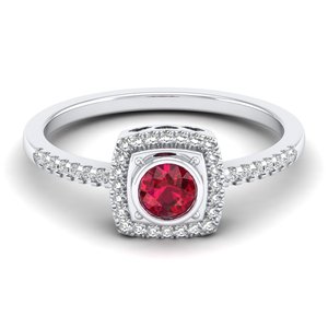 เครื่องประดับ REYES แหวนแต่งงานเพชรทองคำแท้ 14K สีเหลือง พร้อมใบรับรอง IGI สำหรับผู้หญิง เพชรทรงกลม 0.25 กะรัต ประดับพลอยทับทิม - Product Image 5