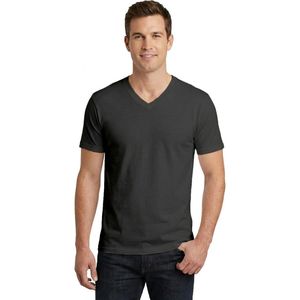 Camiseta de algodón con cuello en V para hombre, manga corta, básica, informal, para fabricantes de ropa de marca privada, venta al por mayor OEM - Product Image 1