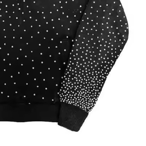 Conjunto Deportivo Vintage Unisex Styliro con Pedrería Negra, 100% Algodón, con Capucha, Manga Larga, Cierre con Cordón, Ropa Casual para Adultos - Product Image 2