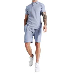 Nouvel ensemble short et t-shirt décontracté pour homme en molleton 100 % coton de haute qualité, coupe oversize, personnalisable, effet délavé - Product Image 1