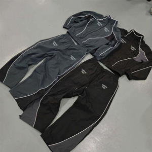 Casual Spring Windproof Reflective Stripe Custom Logo Embroidery <b>Track</b> <b>Jacket</b> and Pants Set Men Women Windbreaker Tracksuits - Product Image 1