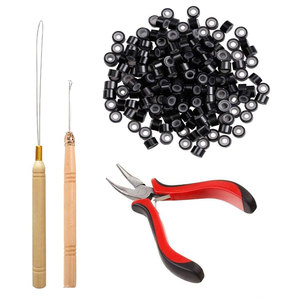 500 Piezas Kit Profesional de Herramientas para Extensiones de Cabello, Alicates Negros para Retirar Anillas de Silicona y Dispositivo de Gancho para Micro Anillas - Product Image 1