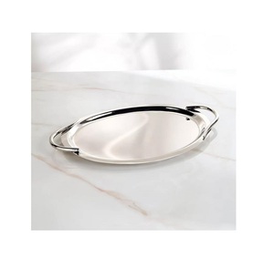 Bandeja de Servir de Acero Inoxidable Hecha a Mano, Diseño Moderno, Color Plateado, para Frutas y Postres, para Uso Doméstico - Product Image 1
