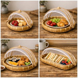 Bandeja Redonda de Ratán para Servir Postres de la Más Alta Calidad con Cubierta de Yute, Perfecta para Exhibir Chocolate con Elegancia - Product Image 2