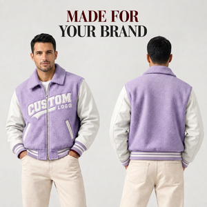 Chaqueta Varsity de Chenille Premium con Bordado Personalizado, Cuerpo de Lana y Mangas de Cuero, Ropa Urbana de Moda al por Mayor - Product Image 3