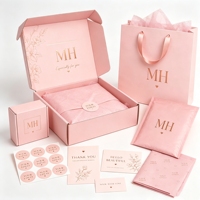 Coffret Cadeau Rose Personnalisé – Boîte Pliante de Luxe avec Papier de Soie, Carte de Remerciement et Sac en Papier Assorti – Vente en Gros