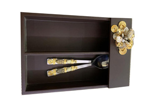 Bandeja de Almacenamiento Rectangular de Madera con Compartimentos Multifuncionales para Vajilla y Condimentos, Diseño Minimalista - Product Image 3