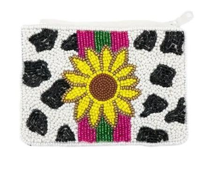 Monedero Artesanal con Cuentas, Diseño de Girasol y Vaquero, para Uso Diario y Viajes, para Mujeres y Niñas, de la India, por MULTI CRAFT - Product Image 1