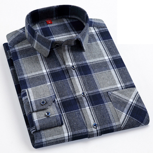 Chemise en flanelle à carreaux pour homme, manches longues, col rabattu, décontractée, pour le printemps, anti-rides, séchage rapide, écologique, 100% coton tissé - Product Image 2