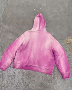 Nouveau sweat à capuche streetwear tendance en molleton de coton lavé, velours épais, effet vieilli et délavé à l'acide, coupe ample, personnalisable - Product Image 5