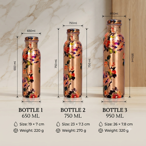 <b>Copper</b> Water Bottle with Hammered Texture Design <b>Screw</b> Cap Portable Reusable Flask for Travel Minimalist Style - Product Image 6