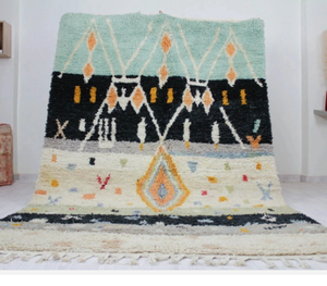 Alfombra Persa Anudada a Mano, Multicolor, de Lana, con Flecos, Geométrica, Antideslizante, Ecológica, Resistente al Fuego, para Sala de Estar - Product Image 1