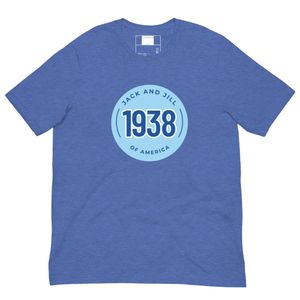 T-shirt unisexe bleu chiné à motif, col rond, en coton doux, manches courtes, décontracté, mode quotidienne, streetwear - Product Image 1