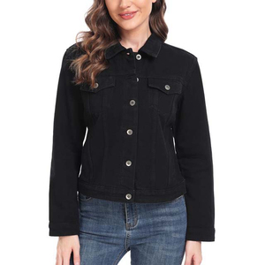 Chaqueta Vaquera de Mezclilla para Mujer de Alta Calidad, Tejido Elástico, Corte Casual, Chaqueta Vaquera Azul con Botones Personalizados - Product Image 1