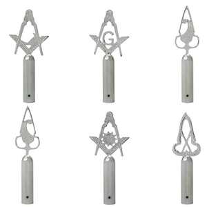 Silver Masonic Lodge Die Casting 6 Piece Ceremonial <b>Badge</b> Decorative Metal Safety Pin Pole Topper Set for Events - Product Image 1
