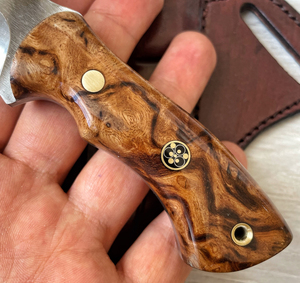 Magnifique couteau de chasse pliable multifonction en acier à haute teneur en carbone, léger, avec manche en bois et étui en cuir, tailles personnalisables, OEM - Product Image 4