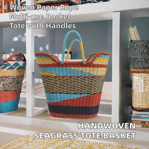 Sac fourre-tout multi-usages en corde de papier tressée à la main style africain, écologique, pour pique-niques, courses et rangement de décoration intérieure 21 - Product Image 2