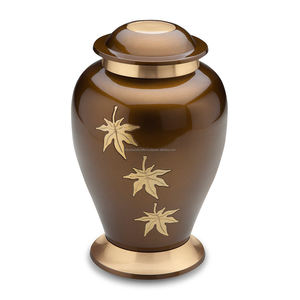 Modern American Style Flying Eagle <b>Red</b> Aluminum Urn Handcrafted Funeral Memorial Cremation <b>Vase</b> for Human Ashes Gold Accents - Product Image 6