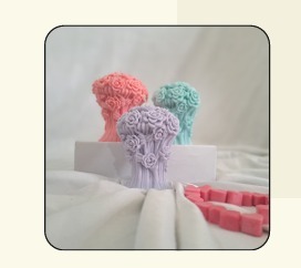 Bouquet de fleurs, bougies en forme de pilier en rose, bleu et violet pour la décoration de la maison, art moderne d'intérieur, bougies sans gouttes, non parfumées - Product Image 2