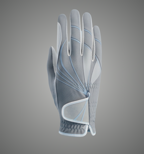 Gant de golf pour main droite en microfibre antidérapant avec fermeture auto-agrippante unisexe gris sport avec accents bleu clair pour les aventures sportives - Product Image 3