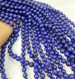 Perles rondes en Lapis Lazuli teintées en usine, pierres précieuses rares, brins de 15,5 pouces - Product Image 3